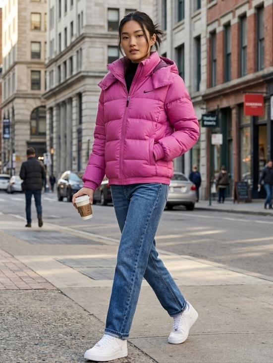 Nike Jackets & Blazers - Y2K Nike Pink Down Puffer Coat